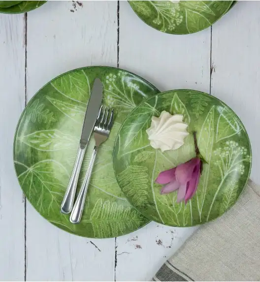 LUBIANA BOSS KERAJET  DIGITAL PRINTING | 9075A KJ LIŚCIE | Talerz obiadowy 27 cm | zielony