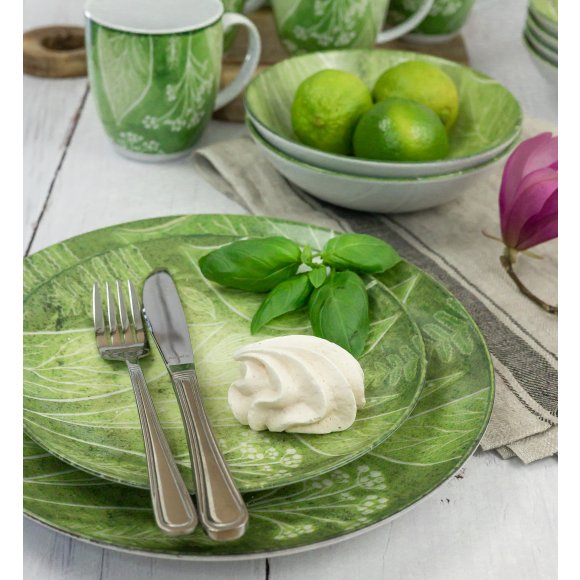 LUBIANA BOSS KERAJET  DIGITAL PRINTING | 9075A KJ LIŚCIE | Talerz obiadowy 27 cm | zielony