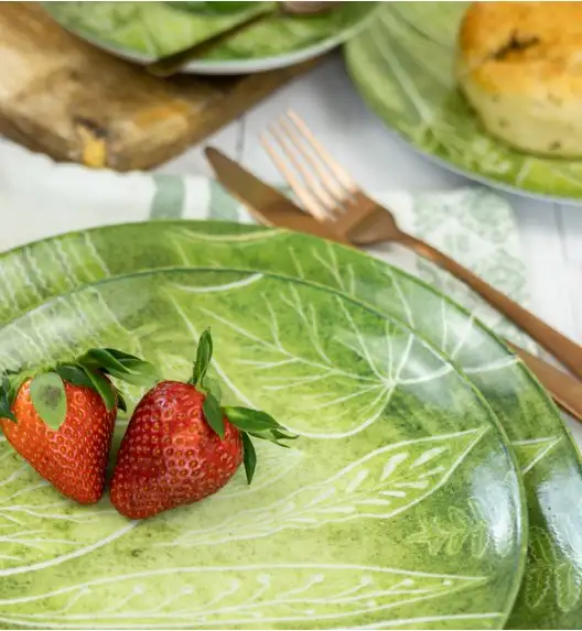 LUBIANA BOSS KERAJET  DIGITAL PRINTING | 9075A KJ LIŚCIE | Talerz obiadowy 27 cm | zielony