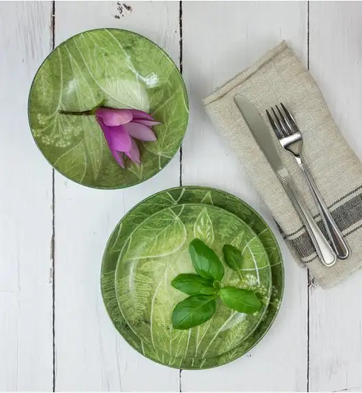 LUBIANA BOSS KERAJET  DIGITAL PRINTING | 9075A KJ LIŚCIE | Talerz obiadowy 27 cm | zielony