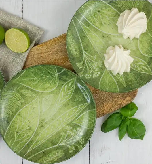 LUBIANA BOSS KERAJET DIGITAL PRINTING | 9075A KJ LIŚCIE | 6x Talerz obiadowy 27 cm | zielony