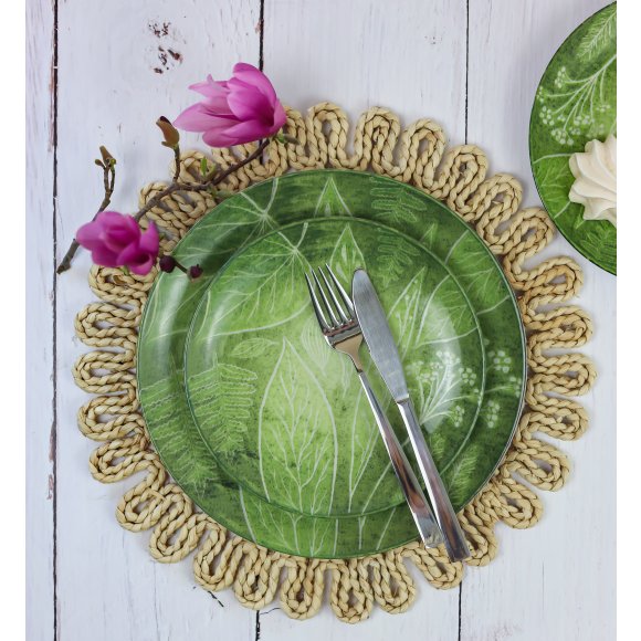 LUBIANA BOSS KERAJET DIGITAL PRINTING | 9075A KJ LIŚCIE | 6x Talerz obiadowy 27 cm | zielony