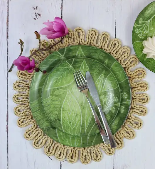 LUBIANA BOSS KERAJET DIGITAL PRINTING | 9075A KJ LIŚCIE | 12x Talerz obiadowy 27 cm | zielony