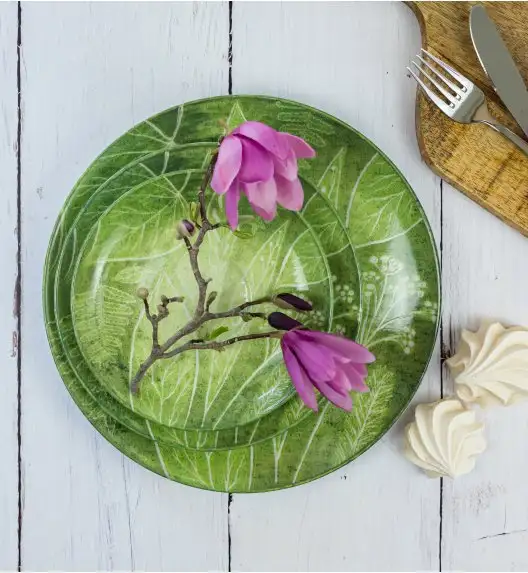 LUBIANA BOSS KERAJET DIGITAL PRINTING | 9075A KJ LIŚCIE | 12x Talerz obiadowy 27 cm | zielony