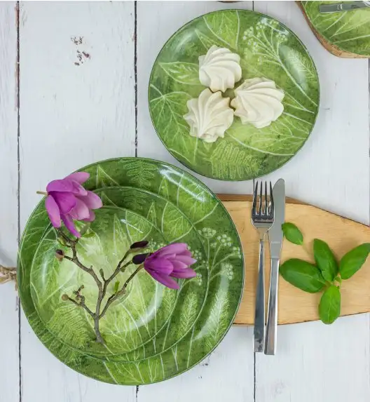 LUBIANA BOSS KERAJET DIGITAL PRINTING | 9075A KJ LIŚCIE | 12x Talerz obiadowy 27 cm | zielony