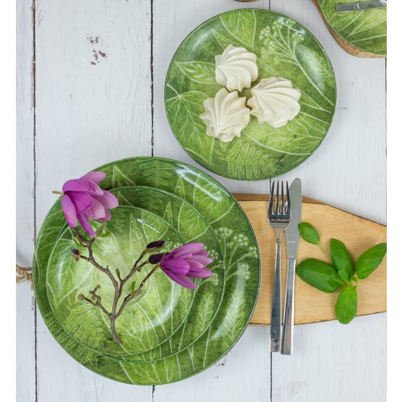 LUBIANA BOSS KERAJET DIGITAL PRINTING | 9075A KJ LIŚCIE | 12x Talerz obiadowy 27 cm | zielony