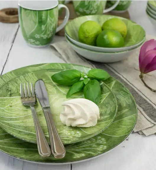 LUBIANA BOSS KERAJET DIGITAL PRINTING | 9075A KJ LIŚCIE | Talerz głęboki / salaterka 17,5 cm | zielony