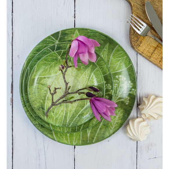 LUBIANA BOSS KERAJET DIGITAL PRINTING | 9075A KJ LIŚCIE | Talerz głęboki / salaterka 17,5 cm | zielony