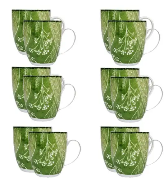 LUBIANA BOSS KERAJET DIGITAL PRINTING | 9075A KJ LIŚCIE | 12x Kubek 380 ml | zielony