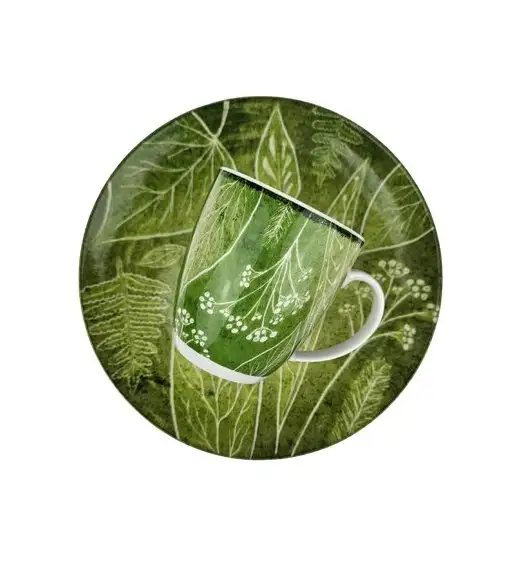 LUBIANA BOSS KERAJET DIGITAL PRINTING | 9075A KJ LIŚCIE | 12x Kubek 380 ml | zielony