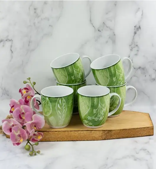 LUBIANA BOSS KERAJET DIGITAL PRINTING | 9075A KJ LIŚCIE | 12x Kubek 380 ml | zielony