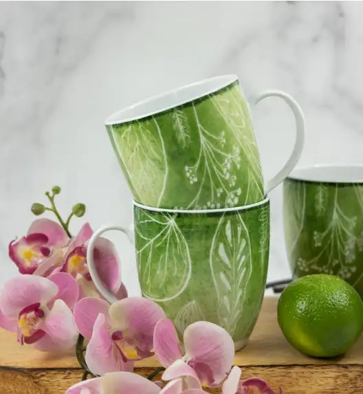 LUBIANA BOSS KERAJET DIGITAL PRINTING | 9075A KJ LIŚCIE | 12x Kubek 380 ml | zielony