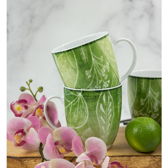 LUBIANA BOSS KERAJET DIGITAL PRINTING | 9075A KJ LIŚCIE | 12x Kubek 380 ml | zielony