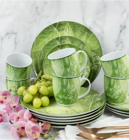 LUBIANA BOSS KERAJET DIGITAL PRINTING | 9075A KJ LIŚCIE | 12x Kubek 380 ml | zielony