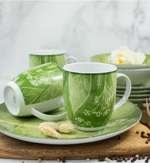 LUBIANA BOSS KERAJET DIGITAL PRINTING | 9075A KJ LIŚCIE | 12x Kubek 380 ml | zielony