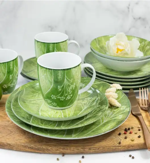 LUBIANA BOSS KERAJET DIGITAL PRINTING | 9075A KJ LIŚCIE | 12x Kubek 380 ml | zielony