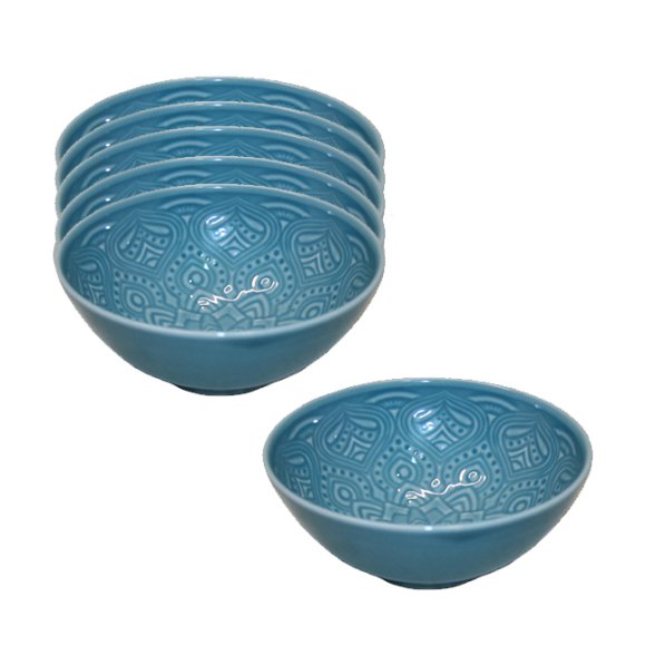LUBIANA ORIENTAL | K6 NIEBIESKI | 6x Salaterka 15 cm | porcelana luz 