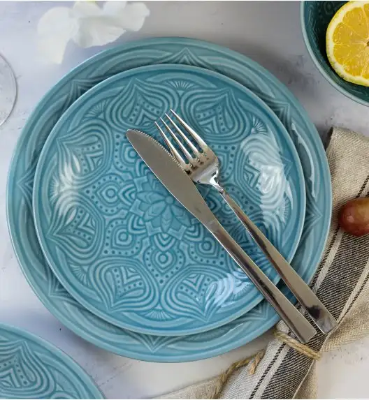 LUBIANA ORIENTAL | K6 NIEBIESKI | 12x Talerz deserowy 21 cm | porcelana luz 