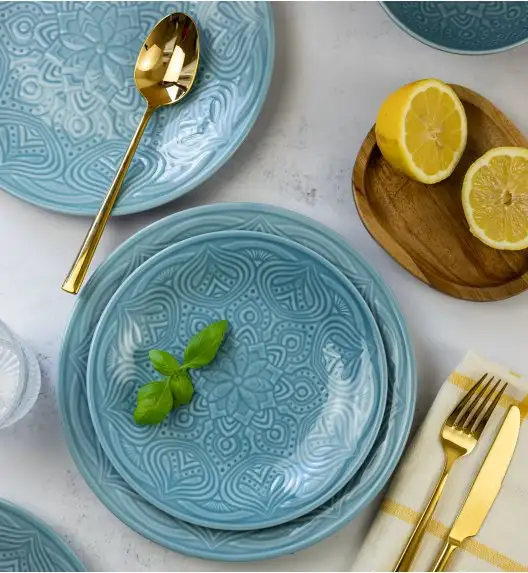 LUBIANA ORIENTAL | K6 NIEBIESKI | 12x Talerz deserowy 21 cm | porcelana luz 
