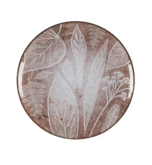 LUBIANA BOSS KERAJET DIGITAL PRINTING | 9075B KJ LIŚCIE | Talerz deserowy 20,5 cm | brązowy