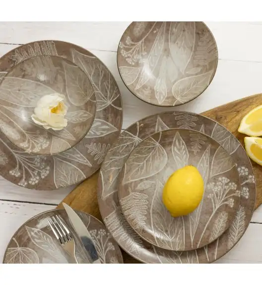 LUBIANA BOSS KERAJET DIGITAL PRINTING | 9075B KJ LIŚCIE | Salaterka 17,5 cm | brązowa