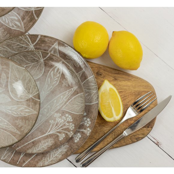 LUBIANA BOSS KERAJET DIGITAL PRINTING | 9075B KJ LIŚCIE | 12x Salaterka 17,5 cm | brązowa