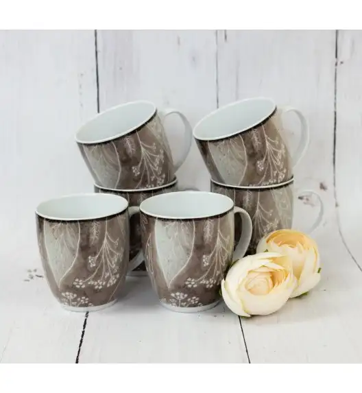 LUBIANA BOSS KERAJET DIGITAL PRINTING | 9075B KJ LIŚCIE | 6x Kubek 380 ml | brązowy