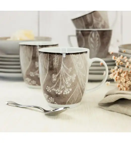 LUBIANA BOSS KERAJET DIGITAL PRINTING | 9075B KJ LIŚCIE | 6x Kubek 380 ml | brązowy