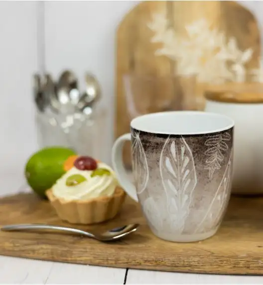 LUBIANA BOSS KERAJET DIGITAL PRINTING | 9075B KJ LIŚCIE | 6x Kubek 380 ml | brązowy