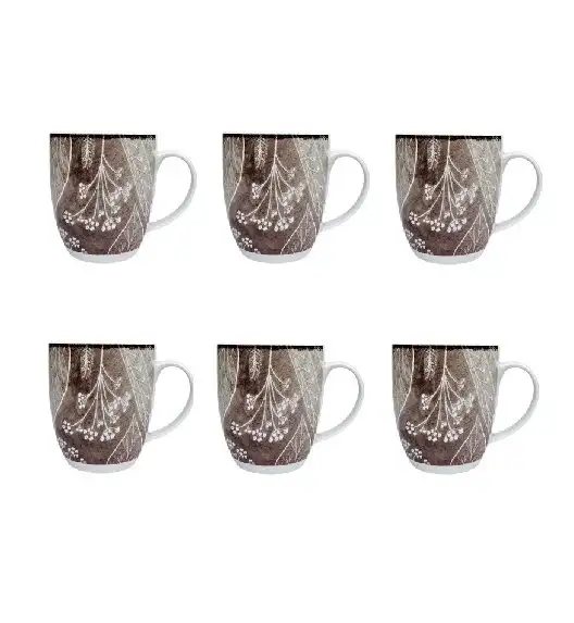 LUBIANA BOSS KERAJET DIGITAL PRINTING | 9075B KJ LIŚCIE | 6x Kubek 380 ml | brązowy