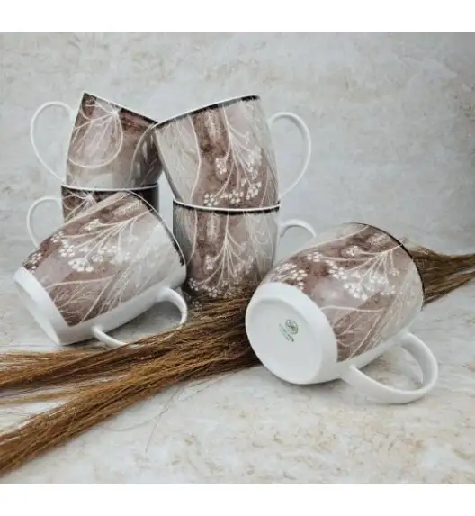 LUBIANA BOSS KERAJET DIGITAL PRINTING | 9075B KJ LIŚCIE | 6x Kubek 380 ml | brązowy