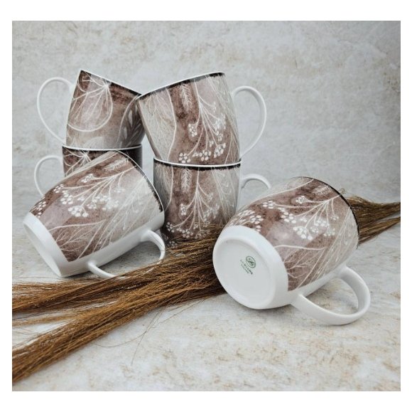 LUBIANA BOSS KERAJET DIGITAL PRINTING | 9075B KJ LIŚCIE | 6x Kubek 380 ml | brązowy