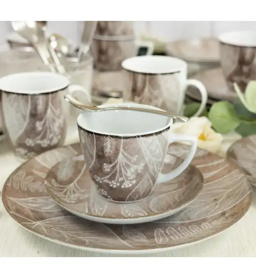 LUBIANA BOSS KERAJET DIGITAL PRINTING | 9075B KJ LIŚCIE | Filiżanka 350 ml + spodek 17,5 cm | brązowy