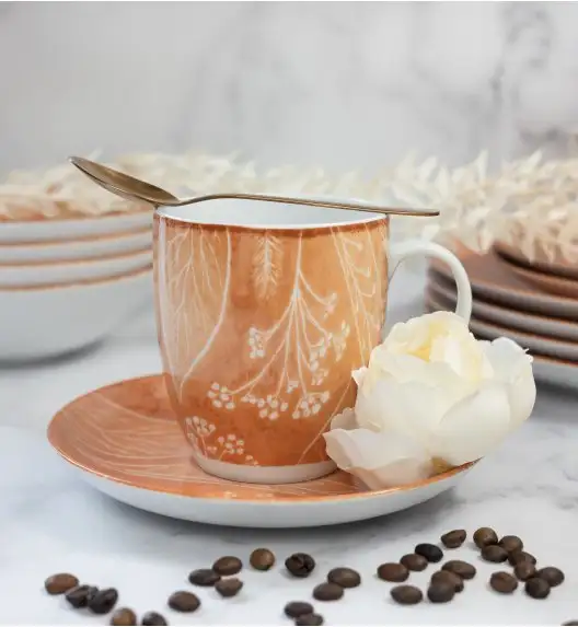 LUBIANA BOSS KERAJET DIGITAL PRINTING | 9075C KJ LIŚCIE | Kubek 380 ml | pomarańczowy