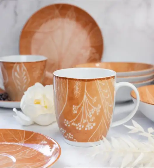 LUBIANA BOSS KERAJET DIGITAL PRINTING | 9075C KJ LIŚCIE | Kubek 380 ml | pomarańczowy