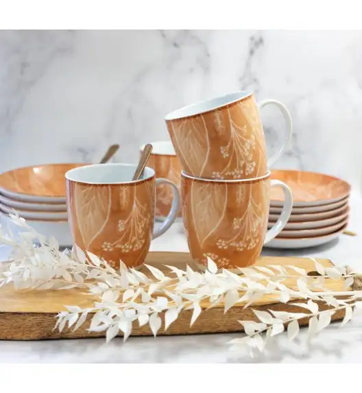 LUBIANA BOSS KERAJET DIGITAL PRINTING | 9075C KJ LIŚCIE | 6x Kubek 380 ml | pomarańczowy