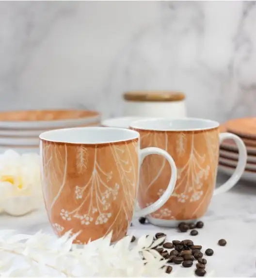 LUBIANA BOSS KERAJET DIGITAL PRINTING | 9075C KJ LIŚCIE | 12x Kubek 380 ml | pomarańczowy