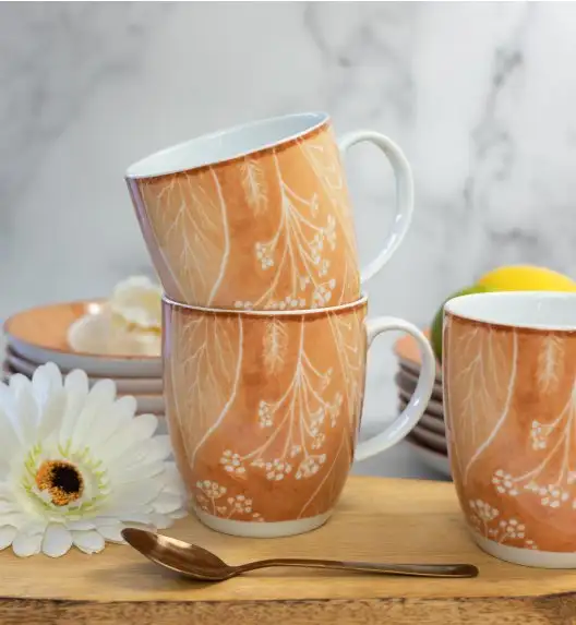 LUBIANA BOSS KERAJET DIGITAL PRINTING | 9075C KJ LIŚCIE | 12x Kubek 380 ml | pomarańczowy