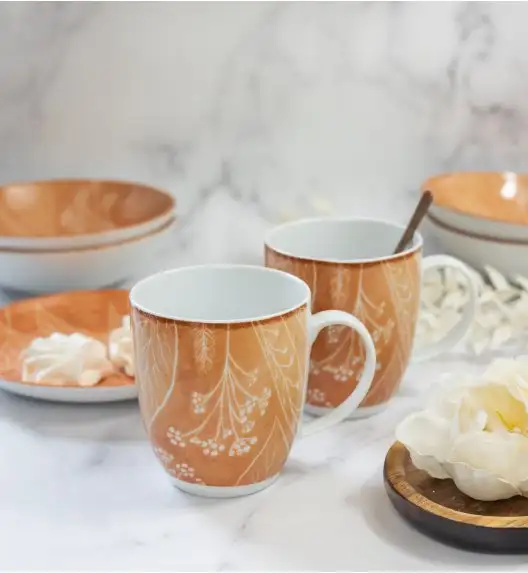 LUBIANA BOSS KERAJET DIGITAL PRINTING | 9075C KJ LIŚCIE | 12x Kubek 380 ml | pomarańczowy