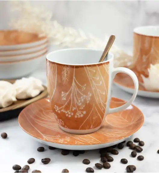 LUBIANA BOSS KERAJET DIGITAL PRINTING | 9075C KJ LIŚCIE | 12x Kubek 380 ml | pomarańczowy