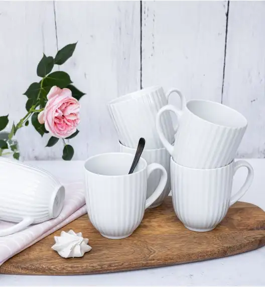 LUBIANA DAISY Komplet 6 kubków 350 ml | biała porcelana
