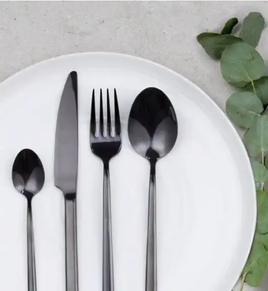 AMBITION COMO BLACK Komplet sztućców 72 el dla 18 osób w pudełku / czarne sztućce