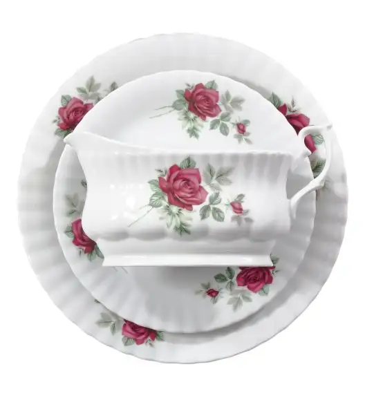 CHODZIEŻ IWONA B826 BORDOWA RÓŻA Zestaw obiadowy 44 el / 12 osób / porcelana
