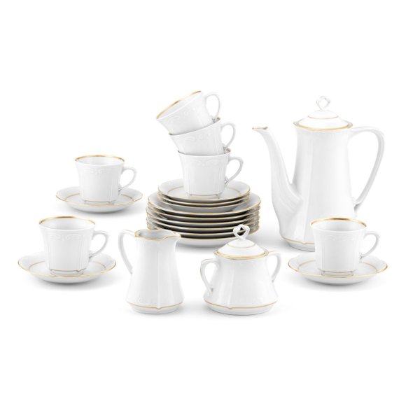 CHODZIEŻ KAMELIA B014 ZŁOTA LINIA Zestaw kawowy 39 el / 12 osób / porcelana