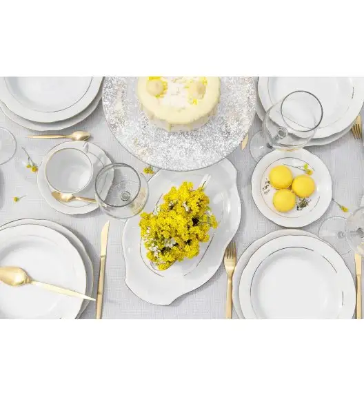 CHODZIEŻ KAMELIA B014 ZŁOTA LINIA Zestaw obiadowy 44 el / 12 osób / porcelana