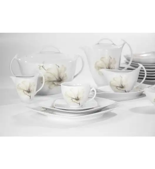 CHODZIEŻ AKCENT G463 MAGNOLIA Zestaw obiadowo-kawowy 30 el / 6 osób / porcelana