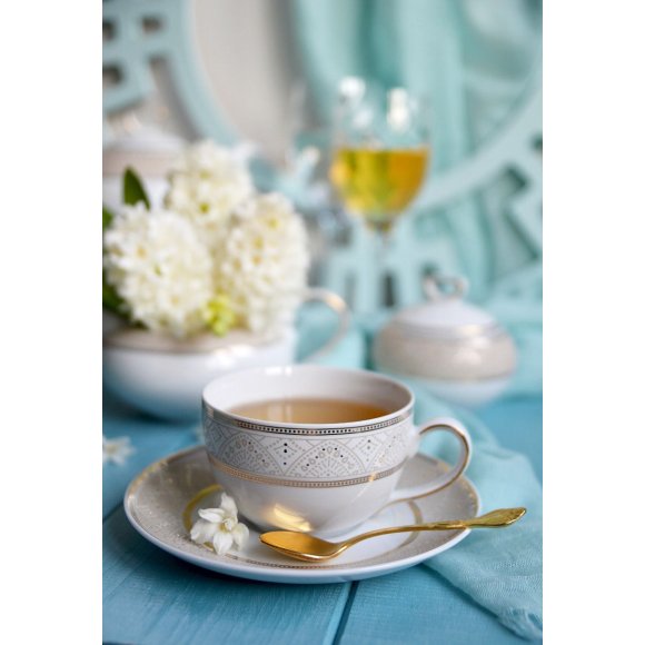 CHODZIEŻ YVONNE G620 LEA ZŁOTA Zestaw kawowy 40 el / 12 osób / porcelana