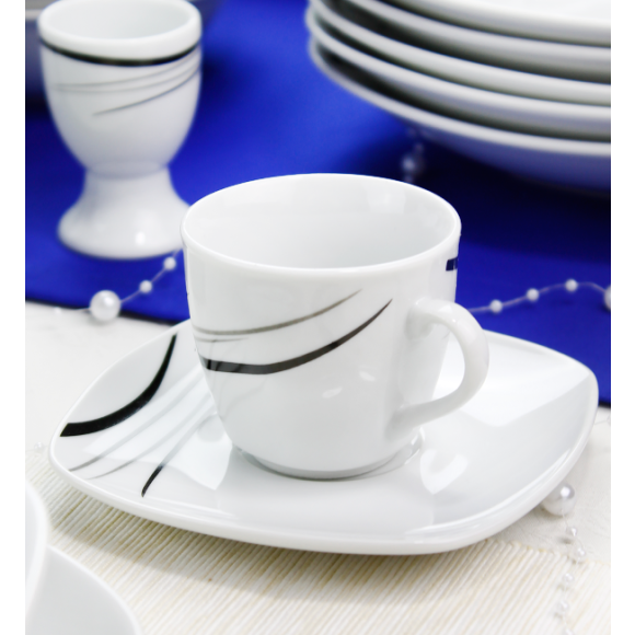 WYPRZEDAŻ! ARZBERG COSMOS Komplet 5 filiżanek espresso ze spodkami / porcelana