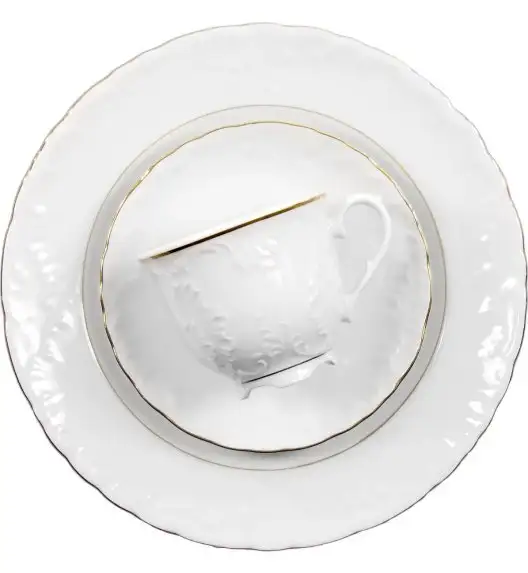 ĆMIELÓW ROCOCO 3604 ZŁOTA LINIA Zestaw kawowy 21 el / 6 osób / porcelana