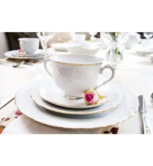ĆMIELÓW ROCOCO 3604 ZŁOTA LINIA Zestaw kawowy 21 el / 6 osób / porcelana